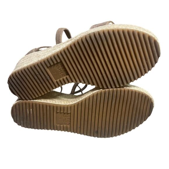 Eileen Fisher Metallic Leather Wanda Espadrille Wedge Sandal Women's Size 7 - Picture 5 of 7